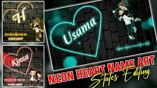 Trending Neon Heart Draw Name Art Editing | Alight Motion Neon States Editing | Usama Rajput.