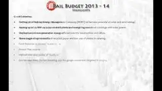 Highlights of Railway Budget 2013-14
