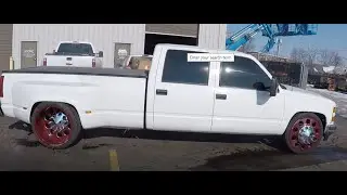 Lowered OBS Chevy Dually on 24x16 DK FORGED Super Singles