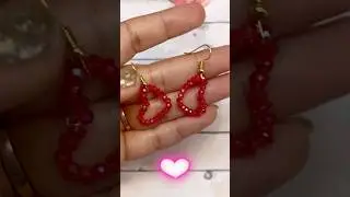 Very Easy Crystal Beads Valentine Earrings 💖🩷💖🩷💖🩷 #happyvalentinesday #valentinedaygift