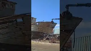 Very old boat getting recken Sesimbra Portugal
