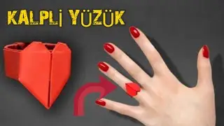Kağıttan Kalpli Yüzük Yapımı. (Origami Yüzük Yapımı)