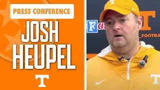 Tennessee head coach Josh Heupel talks after the first scrimmage of fall camp I Volquest I GBO