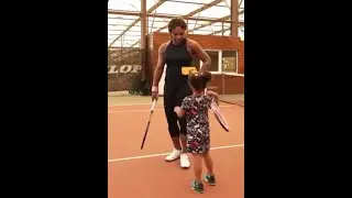 Cute❤️! Serena Williams Teaching Daughter Olympia How To Play Tennis! #serenawilliams #shorts