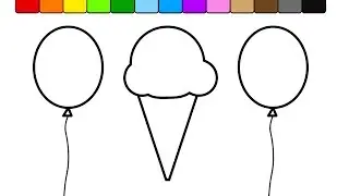 Learn Colors for Kids and Color this Balloon Ice Cream Coloring Page