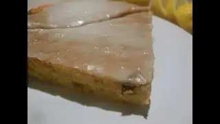 Carrot   gingerbread cake with lemon glaze.