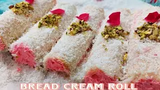 Bread Cream Roll Recipe|| Turkish Roll || Valentine's Day Special Recipe|| 10 Minutes Dessert