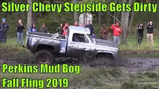 Silver Chevy Stepside Plays At Perkins Mud Bog Fall Fling 2019