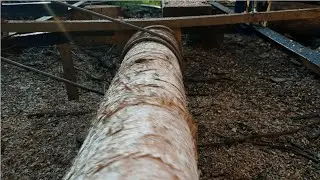 The Best Way To Use Old Wood // Oak Round Wooden Bar Using Chain Saw