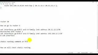 Static Routing Configuration in Juniper MX