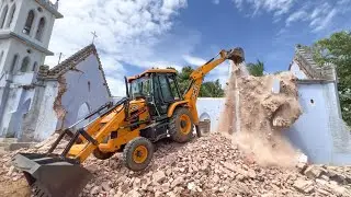 JCB 3DX 1893&rsquo;s Old Big Church Demolition in Ambalam Village | jcb video