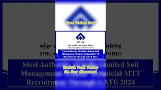 SAIL Management Trainee Recruitment Through GATE 2024 Apply Online for 249 Post #sail #jobs