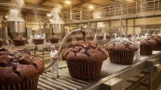 Inside a Chocolate Muffin Factory | From Raw Batter to Rich Chocolate Muffins