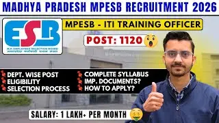 MPESB ITI Training Officer Recruitment 2026 | Vacancy, Eligibility, Salary & Exam Pattern full info
