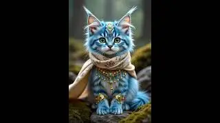 Mystical Blue Feline | Hyper-Realistic Fantasy Creature in Enchanted Forest