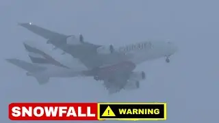 Snowfall Warning at Toronto Pearson! Emirates & Etihad A380 Arrivals
