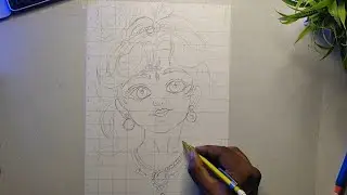 Sri Krishna Outline Drawing।। How To Draw Cute Krishna।। Grid line Method 