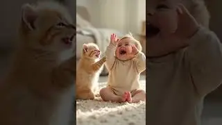 Kitten & Baby Best Friends Hugging! Cutest Friendship on the Internet