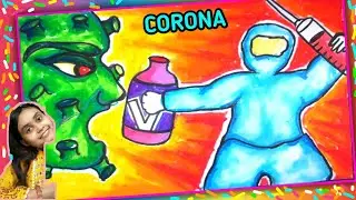 EASY POSER ABOUT FIGHT AGAINST CORONA/DRAWING OF CORONA FIGHTERS/SIMPLE CORONA PREVENTION POSTER