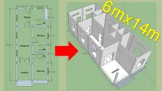 Design small house size 6mx14m with 2 bedroom | New model home Design ep 1