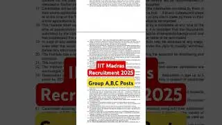 IIT Madras Recruitment 2025 #iitmadras #iitmadrasrecruitment2025 #iitjobs