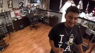 Lettering tattoo/ process of tattooing letters on chest