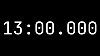 Countdown timer 13 minutes [13:00.000] - White on black with milliseconds