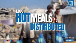Gaza: Alkhidmat distributed hot meals to 1,000 displaced Palestinians and children.