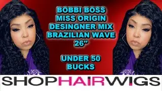 Bobbi Boss Human Hair Blend Miss Origin Lace Frontal Wig - MOGLWBR26 BRAZILIAN WAVE l Under $50.00