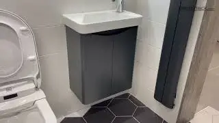 Happi 500mm Wall Mounted Cloakroom Vanity Unit & Basin - Matt Anthracite (19482)
