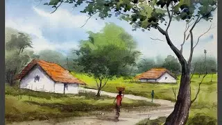 Beautiful watercolor landscape tutorial for Beginners....... #painting 