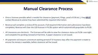 Revenue LCB Tax Clearance Training