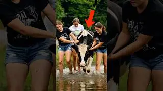 Cow Saved By Heroic Women After Falling Into Canal