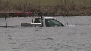 Truck in pond in Altoona