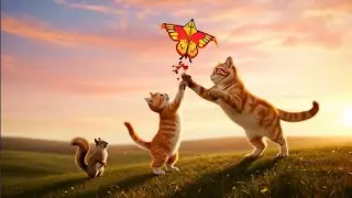 Mama cat & kitten lost kite adventure teamwork and love