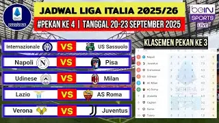 Jadwal Liga Italia 2025 Pekan 4~Inter Milan vs Sassuolo~Klasemen Serie A 2024/2025 Terbaru~Live Bein
