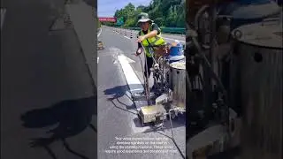 Highway Art in Motion: Precision Road Marking with Hot Paint Machine!