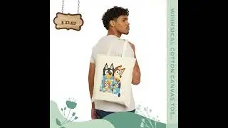Whimsical Cotton Canvas Tote Bag, Eco-Friendly Shopping Bag, Cartoon Dog Lovers Gift, In My Bluey...