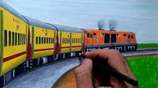 Drawing a ICF Utkrisht coach based express train with WDG-3A twins || Simplified traveller's view