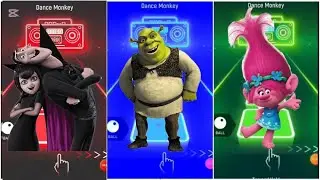 Shrek vs Hotel Transylvania vs Trolls | Dance Monkey Tiles Hop Challenge 🔥