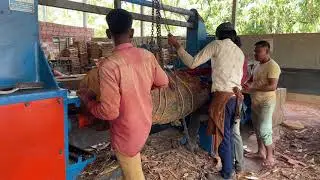 Amazing technique sawmill wood lifting chain 👌🪵| Peeling wood rolling plywood making machine 🪵|