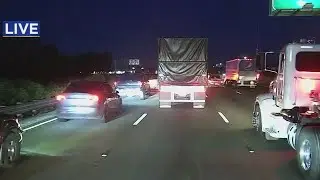Traffic on westbound I-80 is blocked after a woman was hit by multiple vehicles