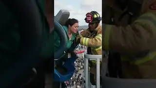 Firefighters Rescue Woman Stuck on Roller Coaster &ndash; Emotional Moment Captured at Amusement Park