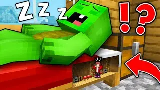 JJ Made Secret HIDEOUT Inside Mikey's BED in Minecraft ! - Maizen