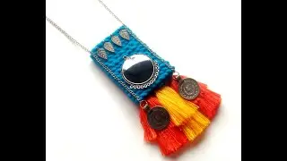 Handmade boho necklace making at home || DIY necklace making || How to make Woollen necklace