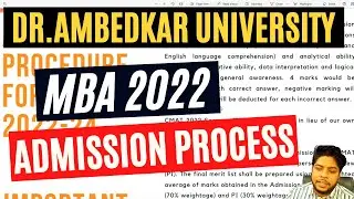 MBA Ambedkar University Admission Process 2022 Application form Complete details
