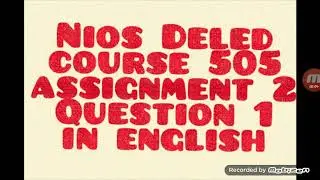 Nios deled course 505 assignment 2 q:1 in english solved