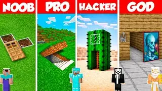 Secret Base Build Battle Challenge - Noob vs Pro vs Hacker vs God - Minecraft Animation
