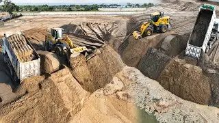 NEW Update on By Dozer Shantui sand filling techniques in lakes & Truck 25.5ton
