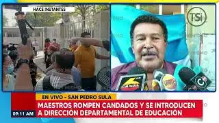 Caos en Departamental de SPS: Maestros rompieron el portón e ingresaron por la fuerza